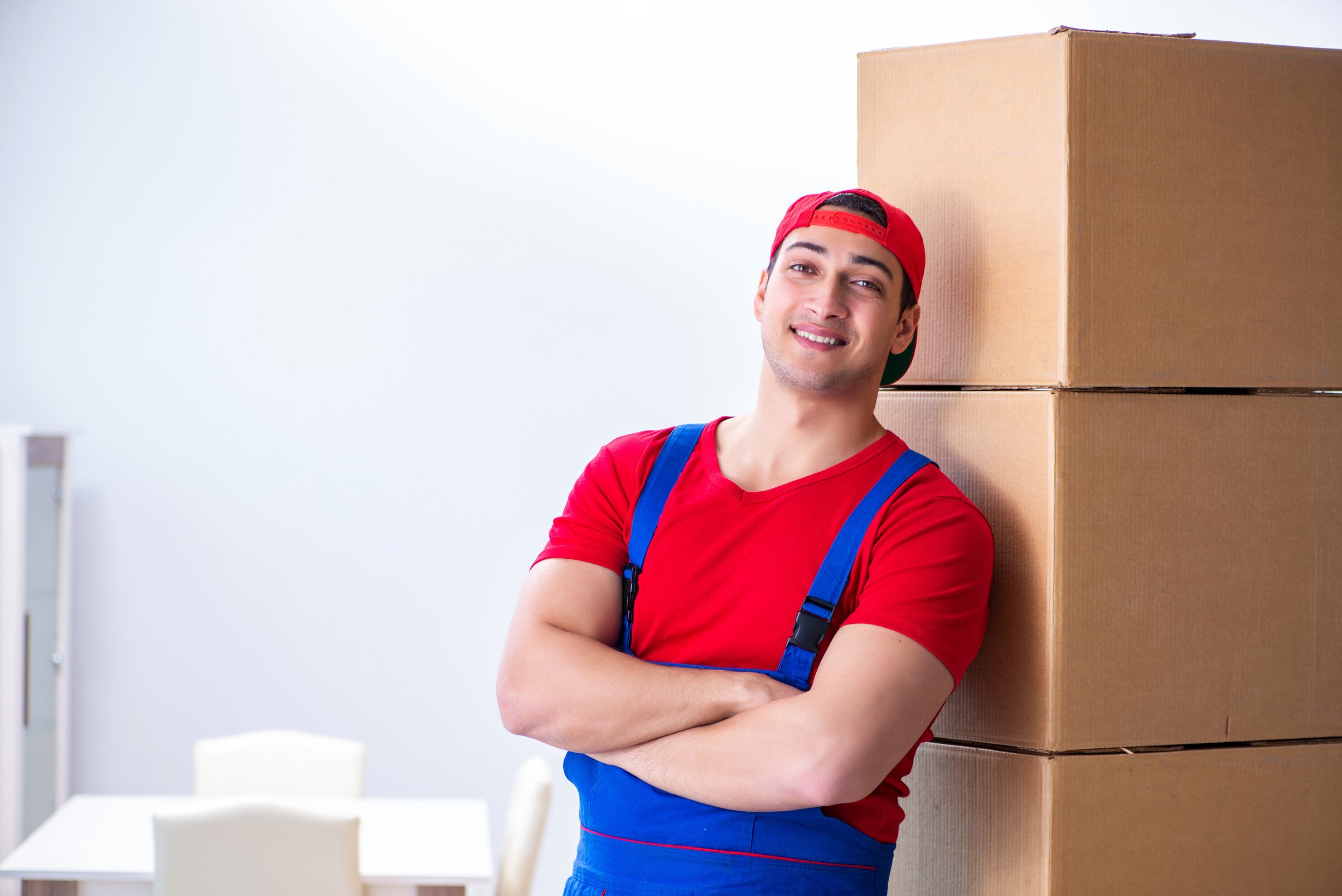 Contractor Worker Moving Boxes 